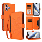 Étui de téléphone en cuir avec fermeture éclair et multiples fentes pour cartes Butterfly Love Flower, pour iPhone 16 Pro, pour iPhone 16 Plus, pour iPhone 16, pour iPhone 15 Pro Max, pour iPhone 15 Pro, pour iPhone 15 Plus