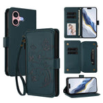 Étui de téléphone en cuir avec fermeture éclair et multiples fentes pour cartes Butterfly Love Flower, pour iPhone 16 Pro, pour iPhone 16 Plus, pour iPhone 16, pour iPhone 15 Pro Max, pour iPhone 15 Pro, pour iPhone 15 Plus