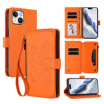 Étui portefeuille en cuir avec fermeture éclair et multiples porte-cartes motif papillon et fleur, pour iPhone 15, pour iPhone 14 Plus, pour iPhone 14 / 13, pour iPhone 14 Pro, pour iPhone 14 Pro Max, pour iPhone 7 / 8 / SE 2022