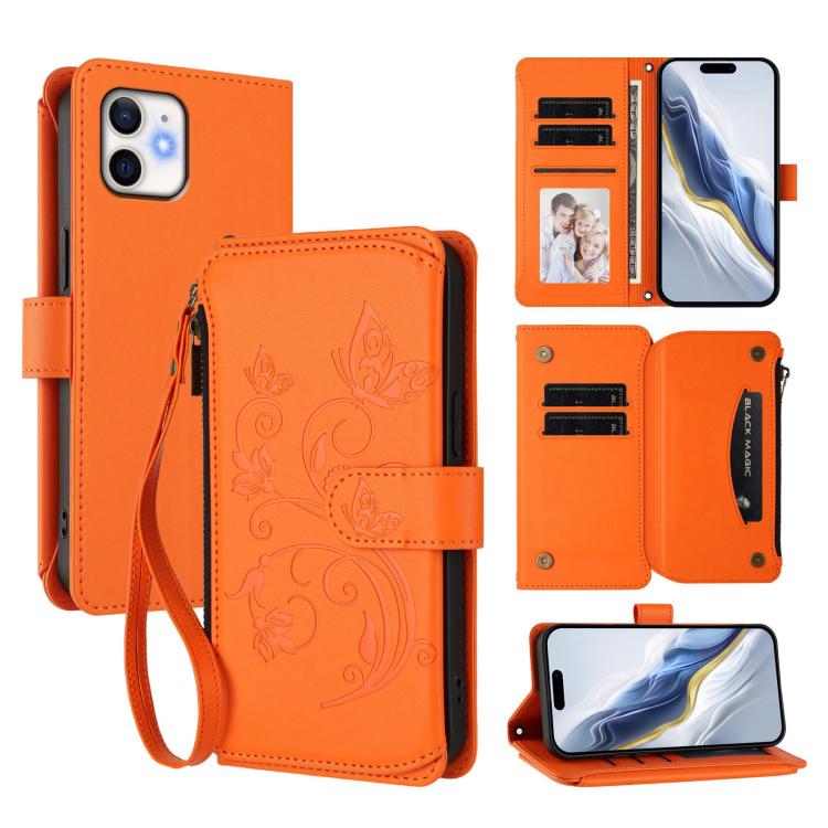 Étui portefeuille en cuir zippé multi-cartes motif papillon et fleurs, pour iPhone 11 Pro Max, pour iPhone 11, pour iPhone 11 Pro, pour iPhone X / XS, pour iPhone XR, pour iPhone XS Max