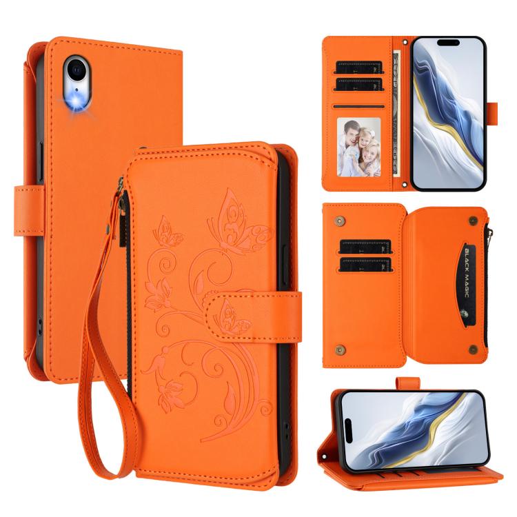 Étui portefeuille en cuir zippé multi-cartes motif papillon et fleurs, pour iPhone 11 Pro Max, pour iPhone 11, pour iPhone 11 Pro, pour iPhone X / XS, pour iPhone XR, pour iPhone XS Max