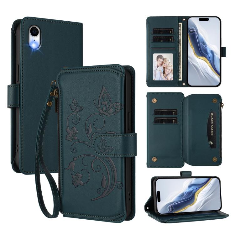Étui portefeuille en cuir zippé multi-cartes motif papillon et fleurs, pour iPhone 11 Pro Max, pour iPhone 11, pour iPhone 11 Pro, pour iPhone X / XS, pour iPhone XR, pour iPhone XS Max