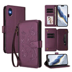 Étui portefeuille en cuir zippé multi-cartes motif papillon et fleurs, pour iPhone 11 Pro Max, pour iPhone 11, pour iPhone 11 Pro, pour iPhone X / XS, pour iPhone XR, pour iPhone XS Max