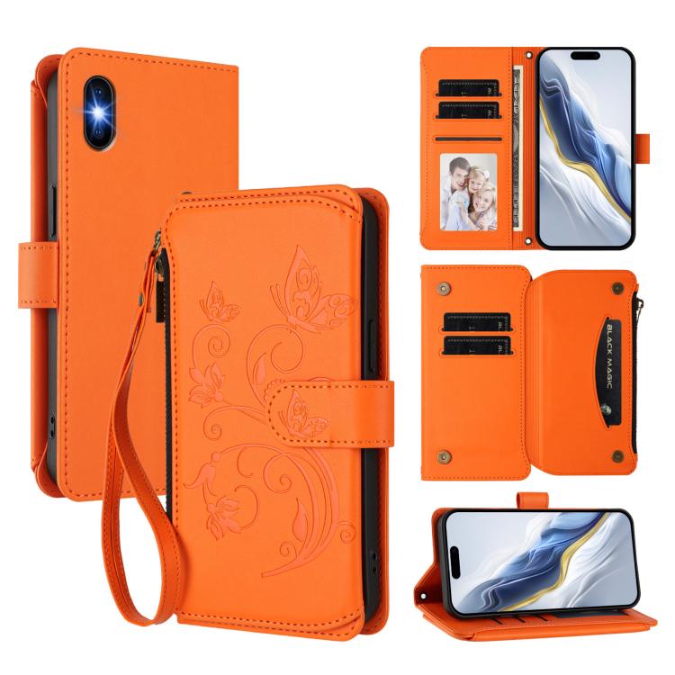 Étui portefeuille en cuir zippé multi-cartes motif papillon et fleurs, pour iPhone 11 Pro Max, pour iPhone 11, pour iPhone 11 Pro, pour iPhone X / XS, pour iPhone XR, pour iPhone XS Max