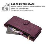 Étui portefeuille en cuir zippé multi-cartes motif papillon et fleurs, pour iPhone 7 Plus / 8 Plus