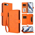 Étui portefeuille en cuir zippé multi-cartes motif papillon et fleurs, pour iPhone 7 Plus / 8 Plus