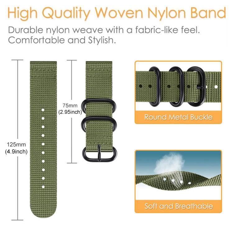 xDfind Ring Buckle Nylon Canvas Watch Band, For Garmin Fenix 8/7X/6X/5X 26mm, For Garmin Fenix 8/7/6/5 22mm, For Garmin Forerunner 235/220/620/630, For Garmin Forerunner 35 / 30 / 35J
