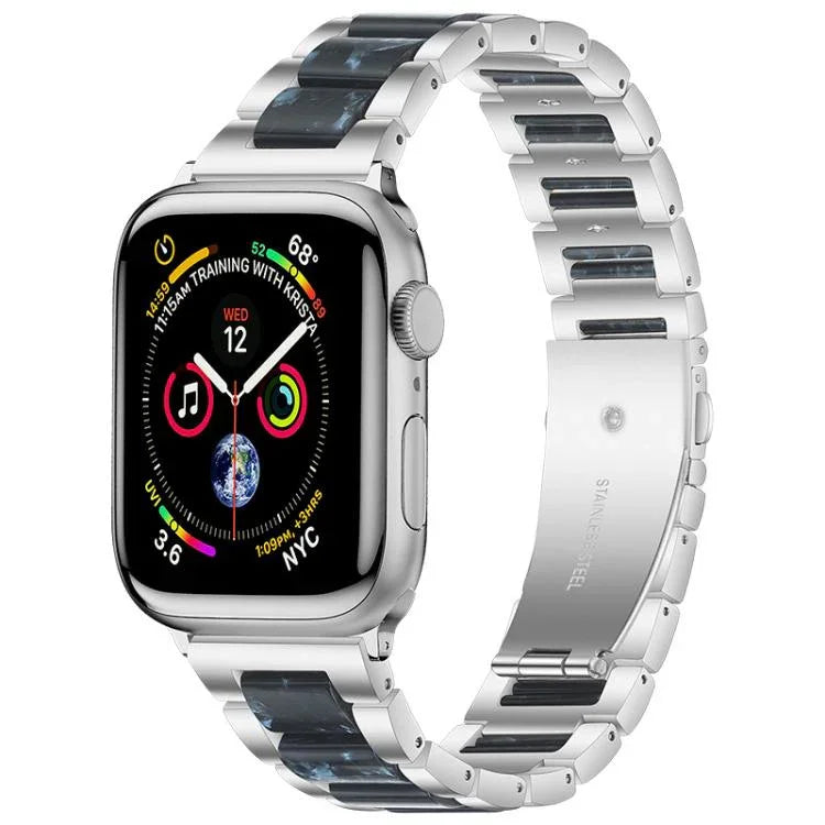 Bracelet de montre xDfind à trois perles en résine et métal, compatible avec Apple Watch 42/44/45/46/49 mm et Apple Watch 38/40/41/S10 42 mm.