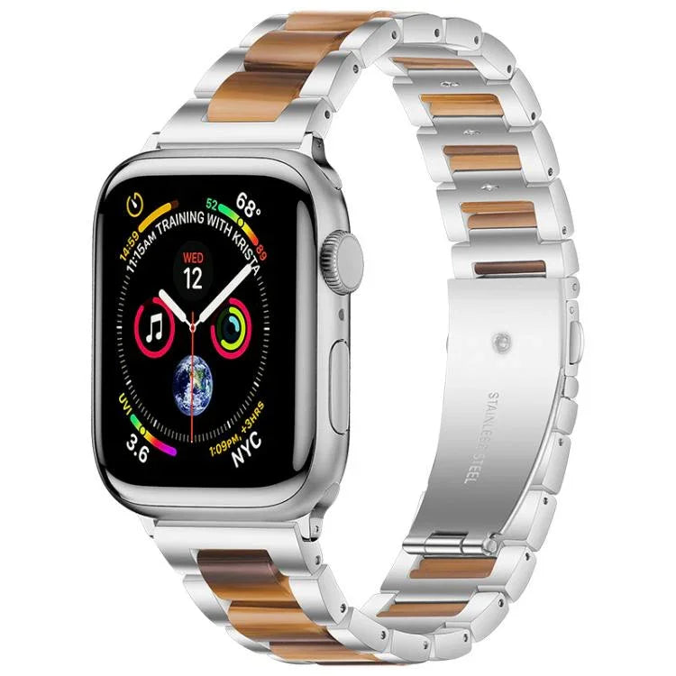 Bracelet de montre xDfind à trois perles en résine et métal, compatible avec Apple Watch 42/44/45/46/49 mm et Apple Watch 38/40/41/S10 42 mm.