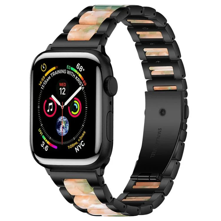 Bracelet de montre xDfind à trois perles en résine et métal, compatible avec Apple Watch 42/44/45/46/49 mm et Apple Watch 38/40/41/S10 42 mm.