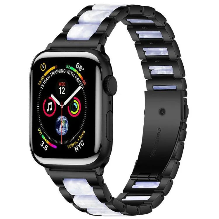 Bracelet de montre xDfind à trois perles en résine et métal, compatible avec Apple Watch 42/44/45/46/49 mm et Apple Watch 38/40/41/S10 42 mm.