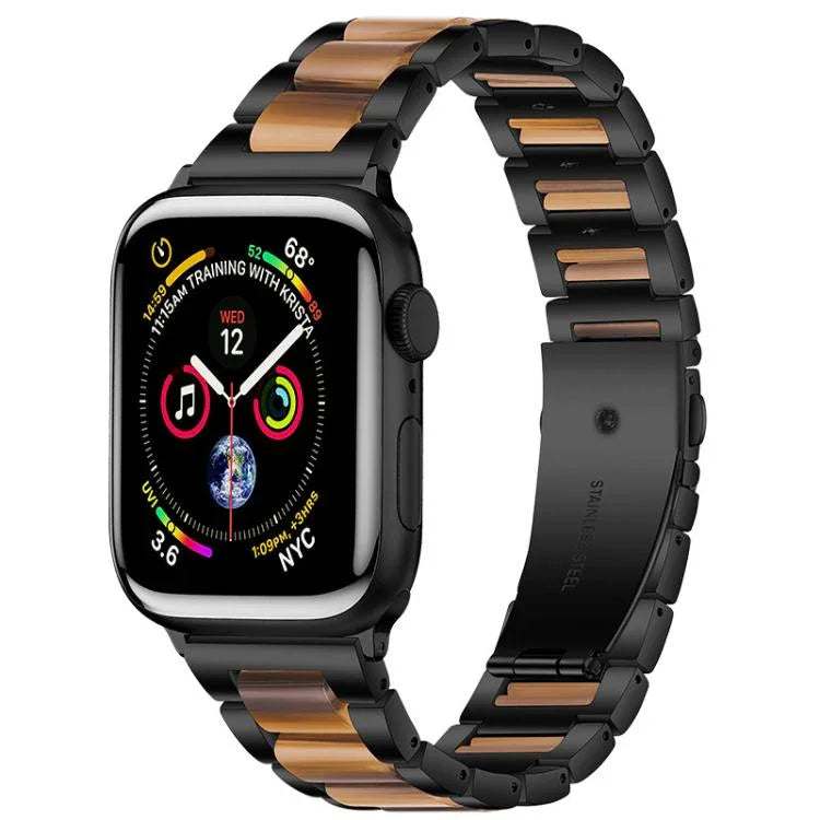 Bracelet de montre xDfind à trois perles en résine et métal, compatible avec Apple Watch 42/44/45/46/49 mm et Apple Watch 38/40/41/S10 42 mm.