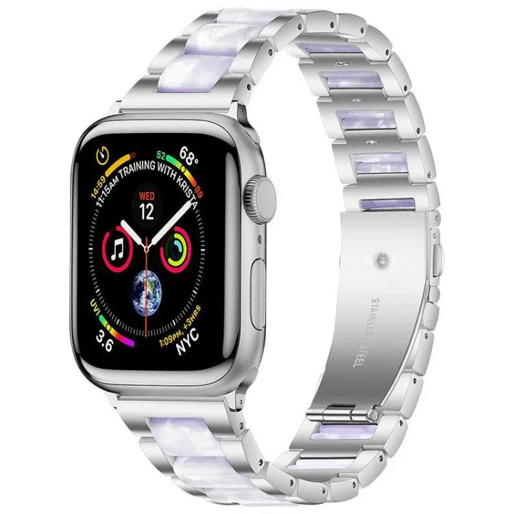 Bracelet de montre xDfind à trois perles en résine et métal, compatible avec Apple Watch 42/44/45/46/49 mm et Apple Watch 38/40/41/S10 42 mm.