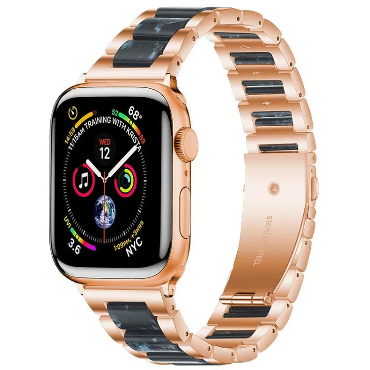 Bracelet de montre xDfind à trois perles en résine et métal, compatible avec Apple Watch 42/44/45/46/49 mm et Apple Watch 38/40/41/S10 42 mm.
