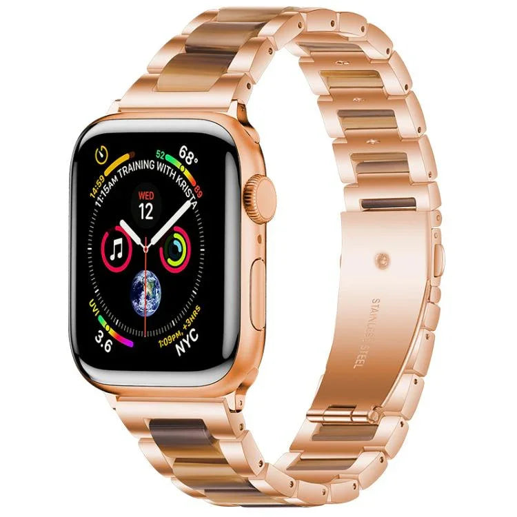 Bracelet de montre xDfind à trois perles en résine et métal, compatible avec Apple Watch 42/44/45/46/49 mm et Apple Watch 38/40/41/S10 42 mm.