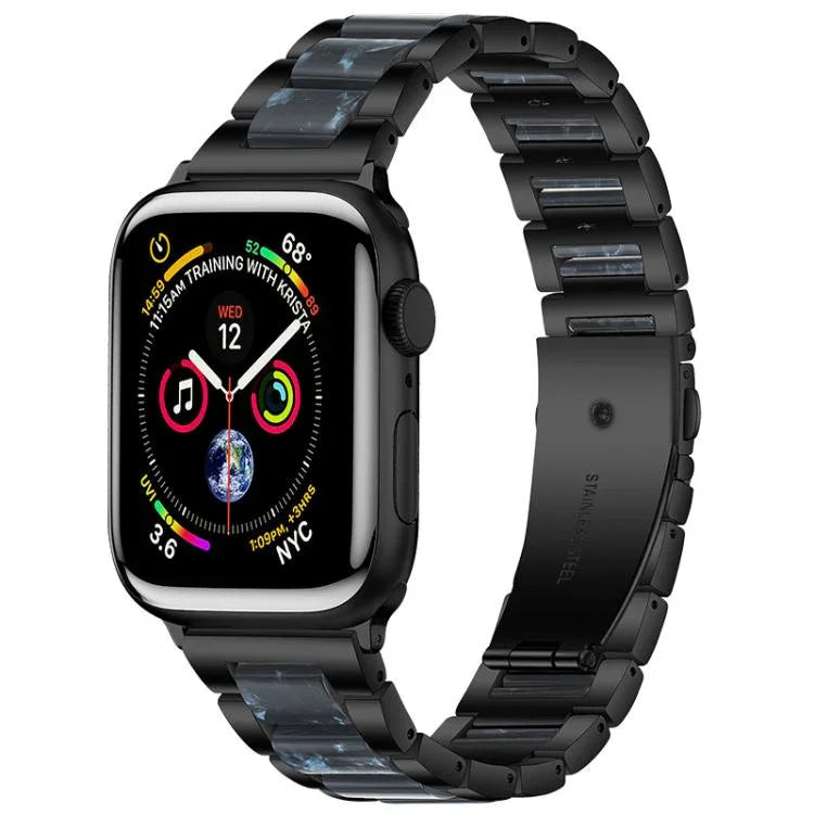 Bracelet de montre xDfind à trois perles en résine et métal, compatible avec Apple Watch 42/44/45/46/49 mm et Apple Watch 38/40/41/S10 42 mm.