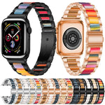 Bracelet de montre xDfind à trois perles en résine et métal, compatible avec Apple Watch 42/44/45/46/49 mm et Apple Watch 38/40/41/S10 42 mm.