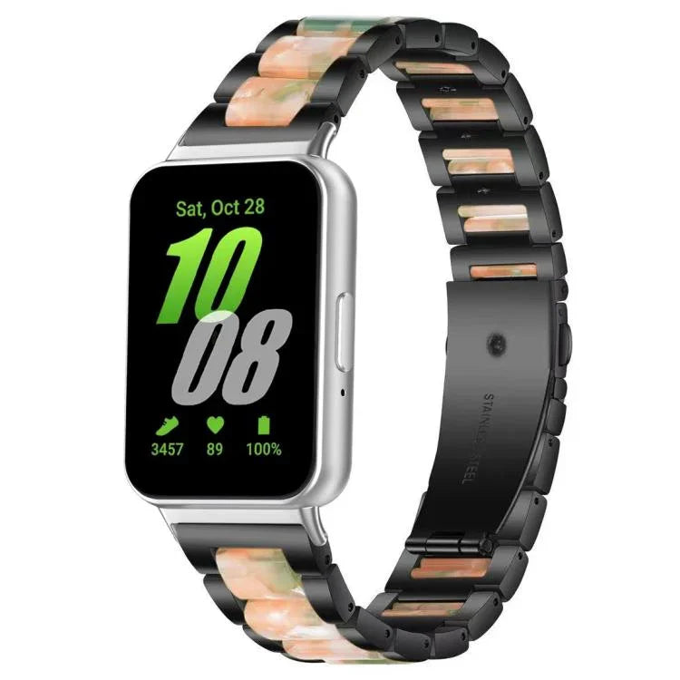 Bracelet de montre xDfind à trois perles en résine et métal, pour Samsung Galaxy Fit3 SM-R390