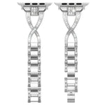 Bracelet de montre xDfind en métal serti de diamants en forme de X, pour Apple Watch 42/44/45/46/49 mm et Apple Watch 38/40/41/S10 42 mm.