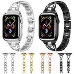 Bracelet de montre xDfind en métal serti de diamants en forme de X, pour Apple Watch 42/44/45/46/49 mm et Apple Watch 38/40/41/S10 42 mm.