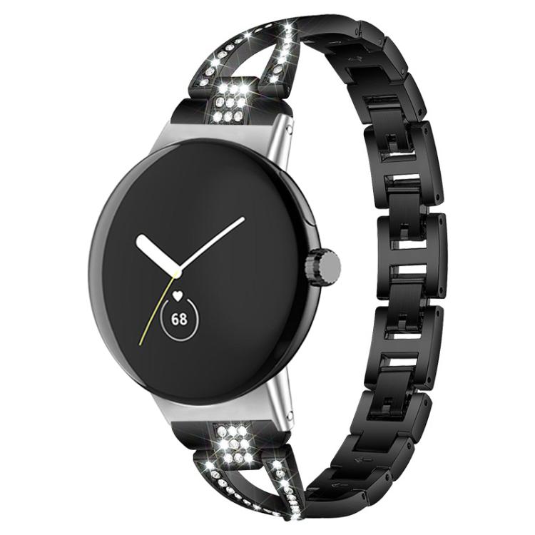 xDfind Bracelet de Montre en Métal Diamanté à Rangée Simple en Forme de X, Pour Google Pixel Watch 4 / 3 / 2 / 1 41mm