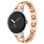 xDfind Bracelet de Montre en Métal Diamanté à Rangée Simple en Forme de X, Pour Google Pixel Watch 4 / 3 / 2 / 1 41mm