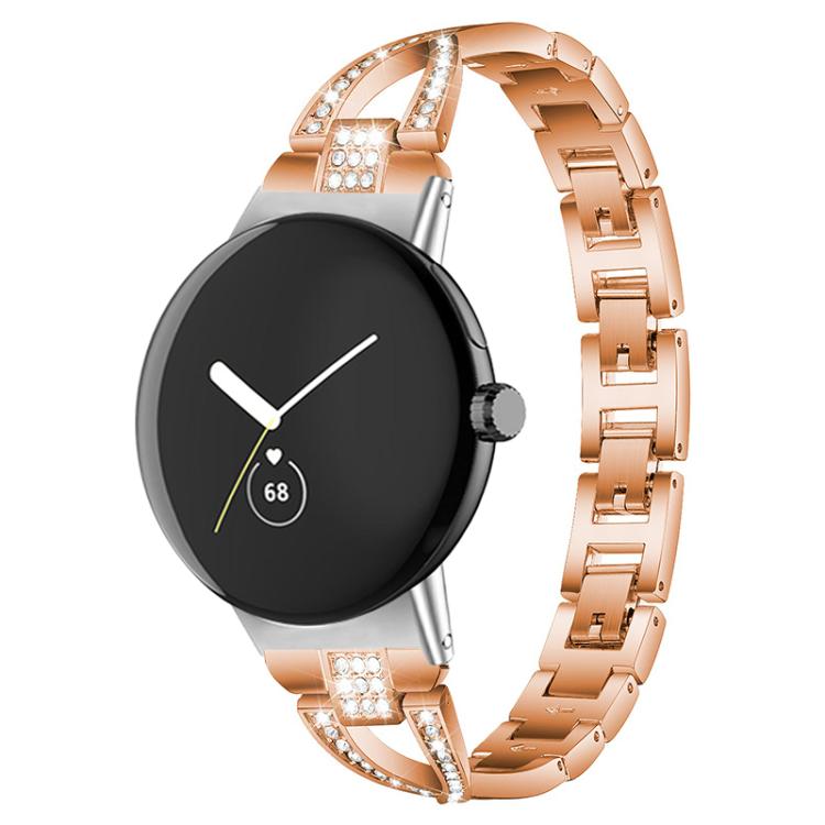 xDfind Bracelet de Montre en Métal Diamanté à Rangée Simple en Forme de X, Pour Google Pixel Watch 4 / 3 / 2 / 1 41mm