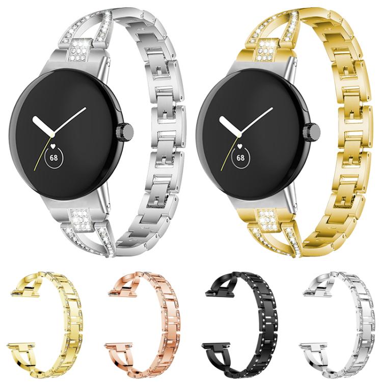 xDfind Bracelet de Montre en Métal Diamanté à Rangée Simple en Forme de X, Pour Google Pixel Watch 4 / 3 / 2 / 1 41mm
