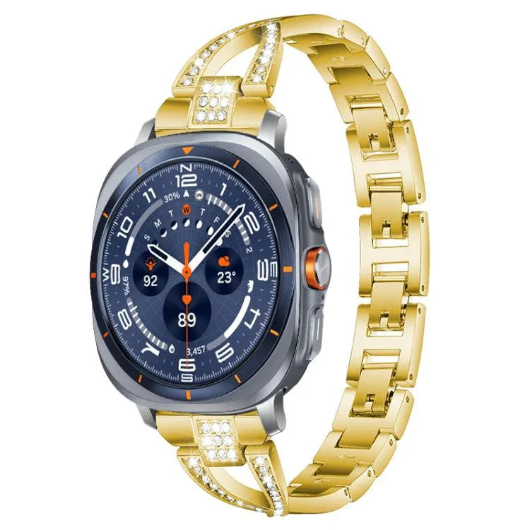 Bracelet de montre xDfind en métal serti de diamants en forme de X, à une rangée, compatible avec Samsung Galaxy Watch Ultra/Ultra 2025, Samsung Galaxy Watch8/8 Classic et Samsung Galaxy Watch 7/6/5/FE