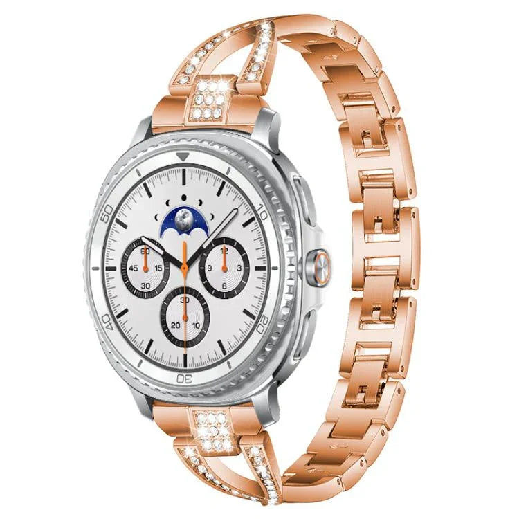 Bracelet de montre xDfind en métal serti de diamants en forme de X, à une rangée, compatible avec Samsung Galaxy Watch Ultra/Ultra 2025, Samsung Galaxy Watch8/8 Classic et Samsung Galaxy Watch 7/6/5/FE