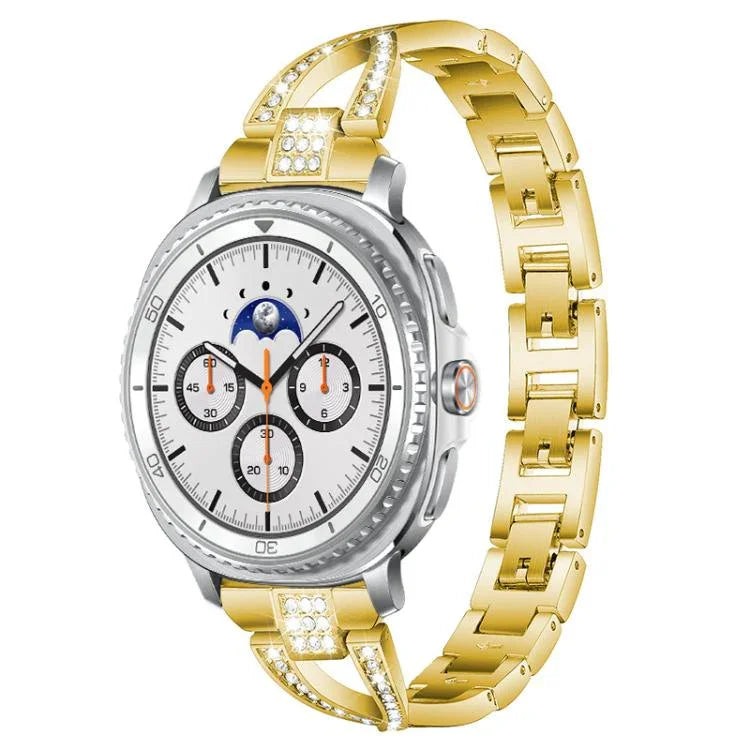 Bracelet de montre xDfind en métal serti de diamants en forme de X, à une rangée, compatible avec Samsung Galaxy Watch Ultra/Ultra 2025, Samsung Galaxy Watch8/8 Classic et Samsung Galaxy Watch 7/6/5/FE