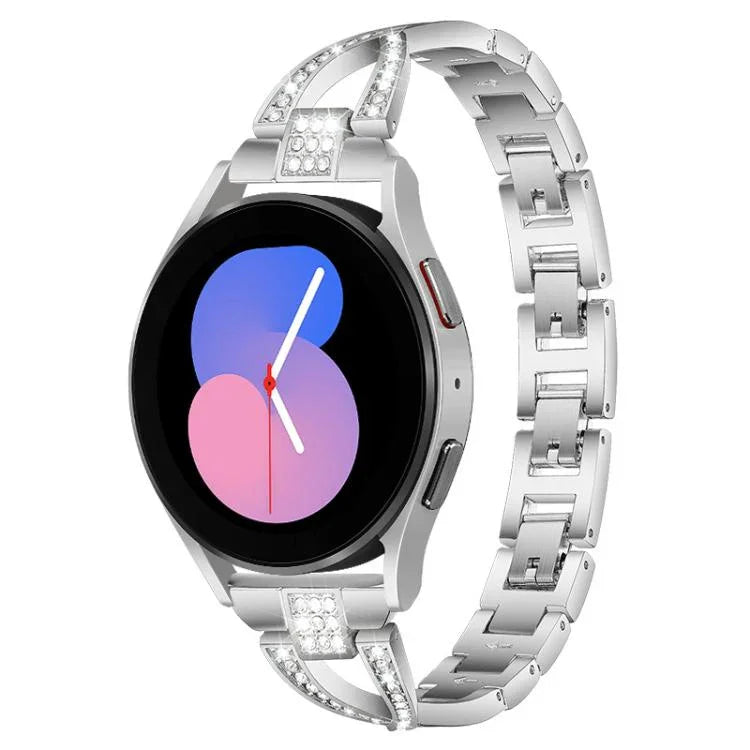 Bracelet de montre xDfind en métal serti de diamants en forme de X, à une rangée, compatible avec Samsung Galaxy Watch Ultra/Ultra 2025, Samsung Galaxy Watch8/8 Classic et Samsung Galaxy Watch 7/6/5/FE