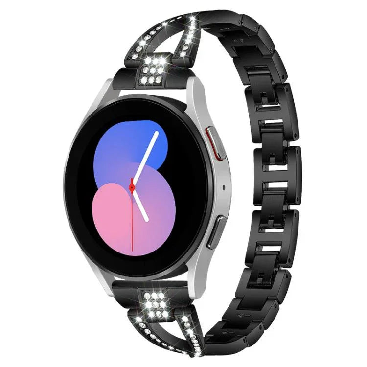 Bracelet de montre xDfind en métal serti de diamants en forme de X, à une rangée, compatible avec Samsung Galaxy Watch Ultra/Ultra 2025, Samsung Galaxy Watch8/8 Classic et Samsung Galaxy Watch 7/6/5/FE