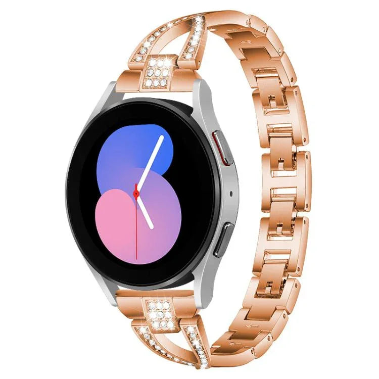 Bracelet de montre xDfind en métal serti de diamants en forme de X, à une rangée, compatible avec Samsung Galaxy Watch Ultra/Ultra 2025, Samsung Galaxy Watch8/8 Classic et Samsung Galaxy Watch 7/6/5/FE