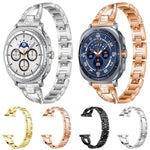 Bracelet de montre xDfind en métal serti de diamants en forme de X, à une rangée, compatible avec Samsung Galaxy Watch Ultra/Ultra 2025, Samsung Galaxy Watch8/8 Classic et Samsung Galaxy Watch 7/6/5/FE