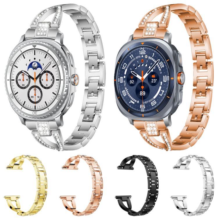 Bracelet de montre xDfind en métal serti de diamants en forme de X, à une rangée, compatible avec Samsung Galaxy Watch Ultra/Ultra 2025, Samsung Galaxy Watch8/8 Classic et Samsung Galaxy Watch 7/6/5/FE