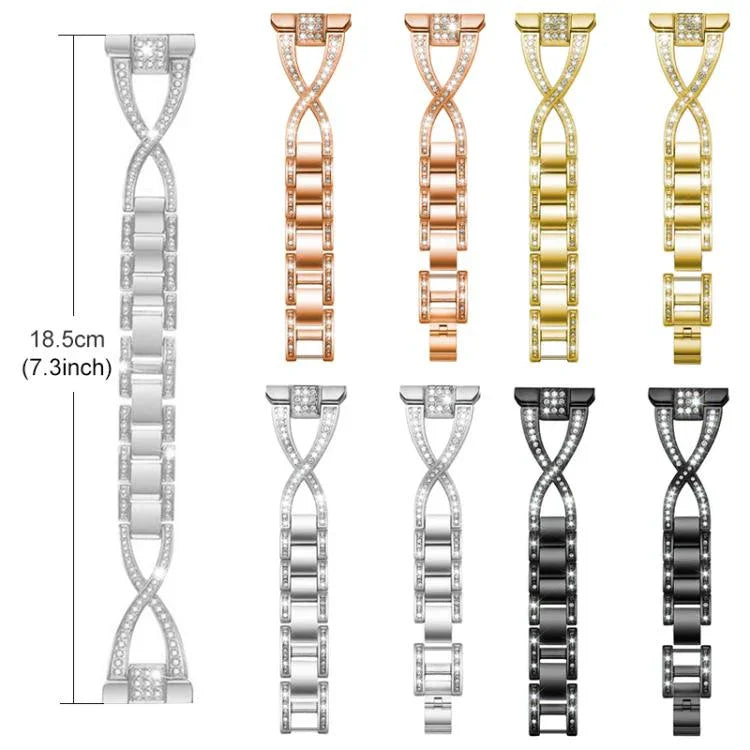 Bracelet de montre xDfind en métal serti de diamants en forme de X, à une rangée, compatible avec Samsung Galaxy Watch Ultra/Ultra 2025, Samsung Galaxy Watch8/8 Classic et Samsung Galaxy Watch 7/6/5/FE