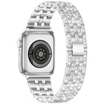 Bracelet de montre xDfind à cinq perles en métal serti de diamants, compatible avec Apple Watch 42/44/45/46/49 mm et Apple Watch 38/40/41/S10 42 mm.