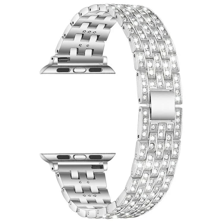 Bracelet de montre xDfind à cinq perles en métal serti de diamants, compatible avec Apple Watch 42/44/45/46/49 mm et Apple Watch 38/40/41/S10 42 mm.