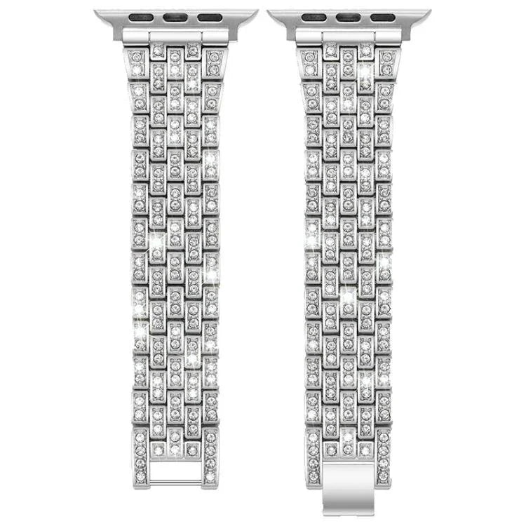 Bracelet de montre xDfind à cinq perles en métal serti de diamants, compatible avec Apple Watch 42/44/45/46/49 mm et Apple Watch 38/40/41/S10 42 mm.