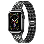 Bracelet de montre xDfind à cinq perles en métal serti de diamants, compatible avec Apple Watch 42/44/45/46/49 mm et Apple Watch 38/40/41/S10 42 mm.