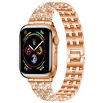Bracelet de montre xDfind à cinq perles en métal serti de diamants, compatible avec Apple Watch 42/44/45/46/49 mm et Apple Watch 38/40/41/S10 42 mm.