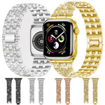 Bracelet de montre xDfind à cinq perles en métal serti de diamants, compatible avec Apple Watch 42/44/45/46/49 mm et Apple Watch 38/40/41/S10 42 mm.