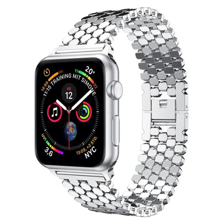 Bracelet de montre en métal à texture écailles de poisson xDfind, compatible avec Apple Watch 42/44/45/46/49 mm et Apple Watch 38/40/41/S11 42 mm.