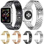 Bracelet de montre en métal à texture écailles de poisson xDfind, compatible avec Apple Watch 42/44/45/46/49 mm et Apple Watch 38/40/41/S11 42 mm.