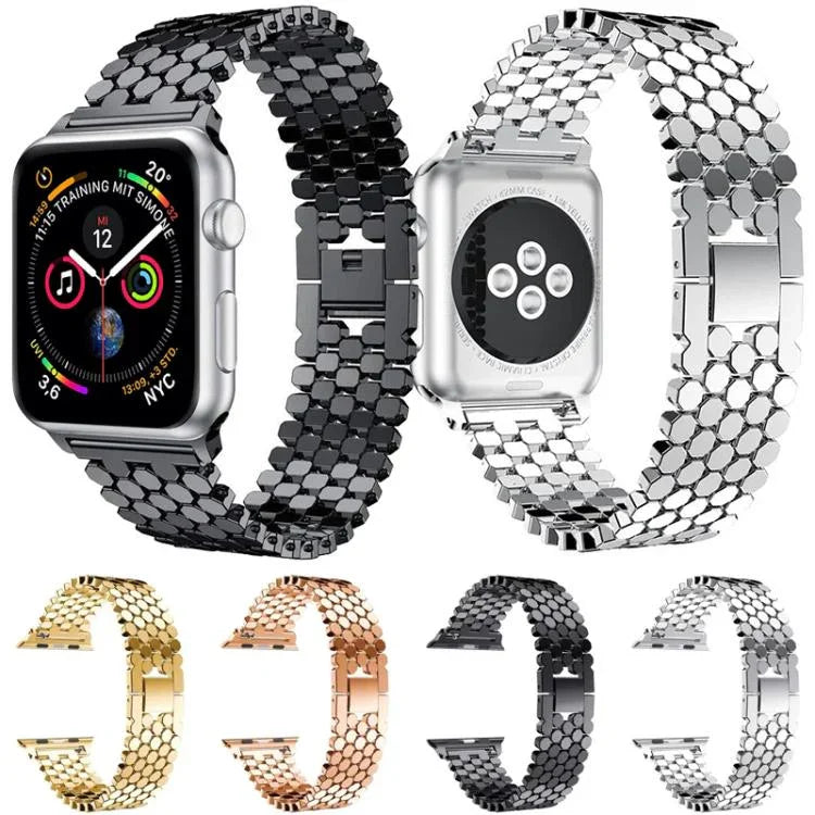 Bracelet de montre en métal à texture écailles de poisson xDfind, compatible avec Apple Watch 42/44/45/46/49 mm et Apple Watch 38/40/41/S11 42 mm.