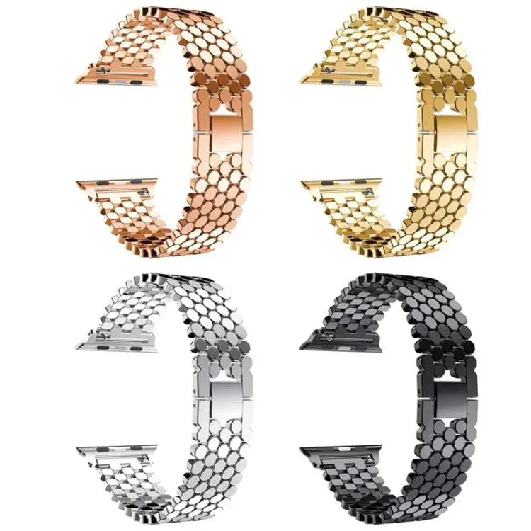 Bracelet de montre en métal à texture écailles de poisson xDfind, compatible avec Apple Watch 42/44/45/46/49 mm et Apple Watch 38/40/41/S11 42 mm.