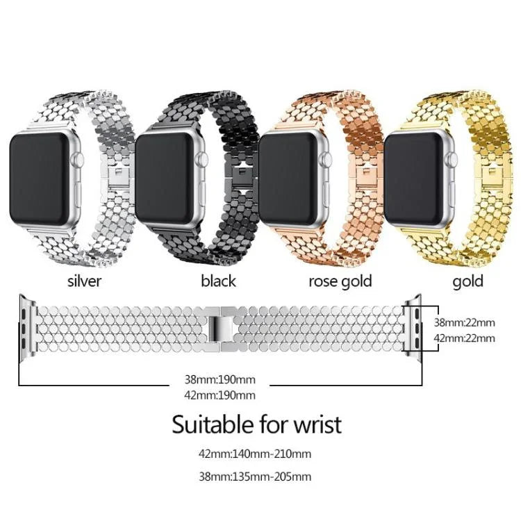 Bracelet de montre en métal à texture écailles de poisson xDfind, compatible avec Apple Watch 42/44/45/46/49 mm et Apple Watch 38/40/41/S11 42 mm.