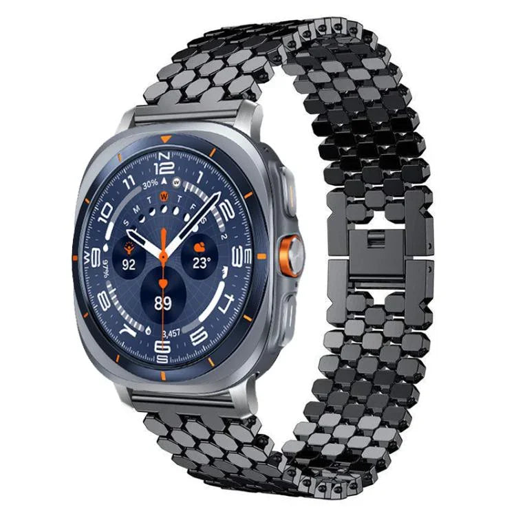 Bracelet de montre en métal à texture écailles de poisson xDfind, compatible avec Samsung Galaxy Watch Ultra/Ultra 2025, Samsung Galaxy Watch8/8 Classic, Samsung Galaxy Watch7/FE/6/5/4 et Samsung Galaxy Fit3.