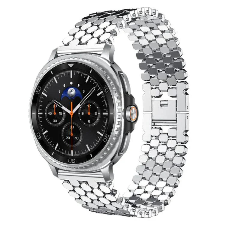 Bracelet de montre en métal à texture écailles de poisson xDfind, compatible avec Samsung Galaxy Watch Ultra/Ultra 2025, Samsung Galaxy Watch8/8 Classic, Samsung Galaxy Watch7/FE/6/5/4 et Samsung Galaxy Fit3.